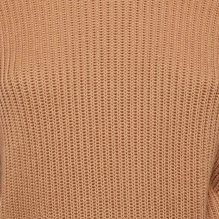 Pre Owned Joseph Brown Rib Knit Tie-Up Detail Sweater S