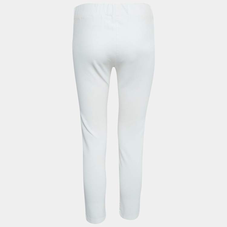 Pre Owned Joseph White Stretch Gabardine Tight Fit Leggings M
