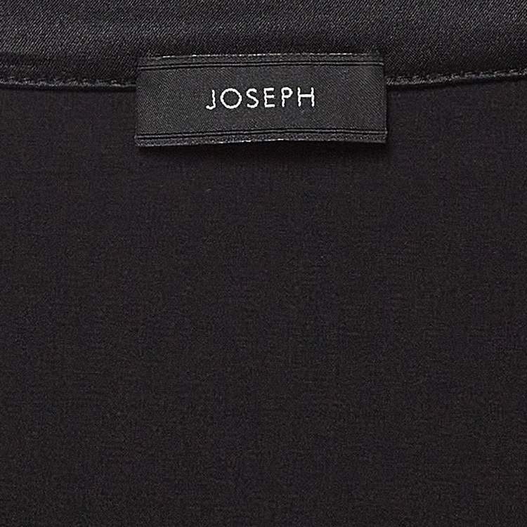 Pre Owned Joseph Black Satin Silk Layered Button Front Top S