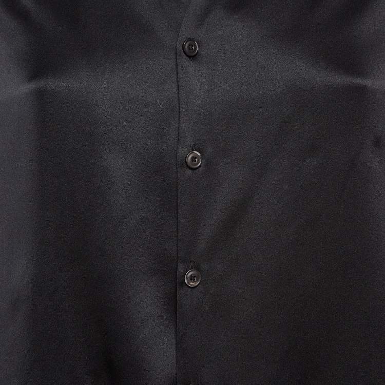 Pre Owned Joseph Black Satin Silk Layered Button Front Top S