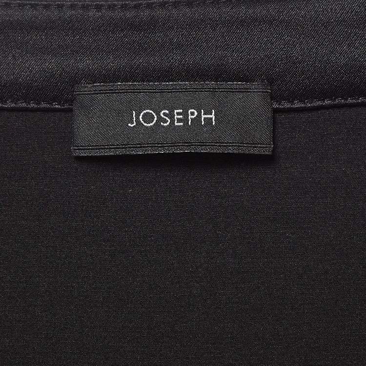 Pre Owned Joseph Black Satin Silk Layered Button Front Top S