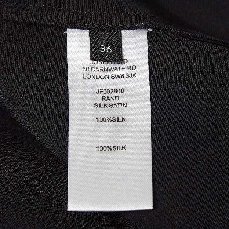 Pre Owned Joseph Black Satin Silk Layered Button Front Top S