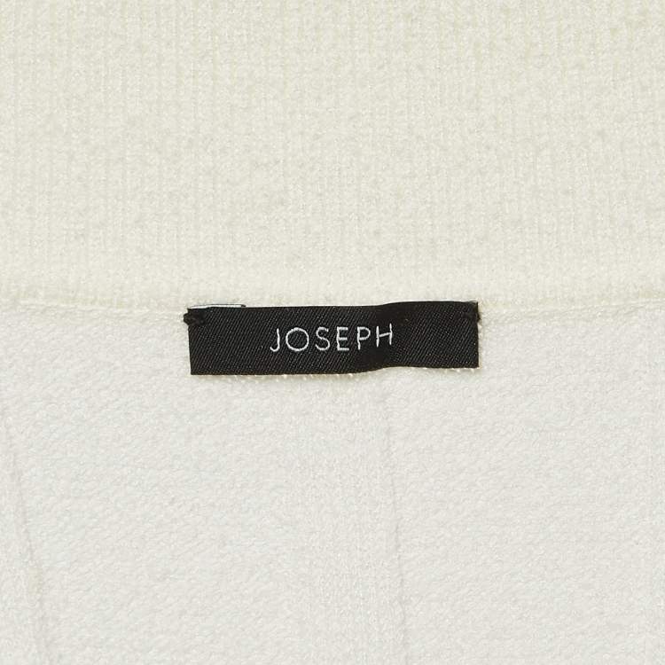 Pre Owned Joseph Ivory White Textured Rib Knit Polo T-Shirt S