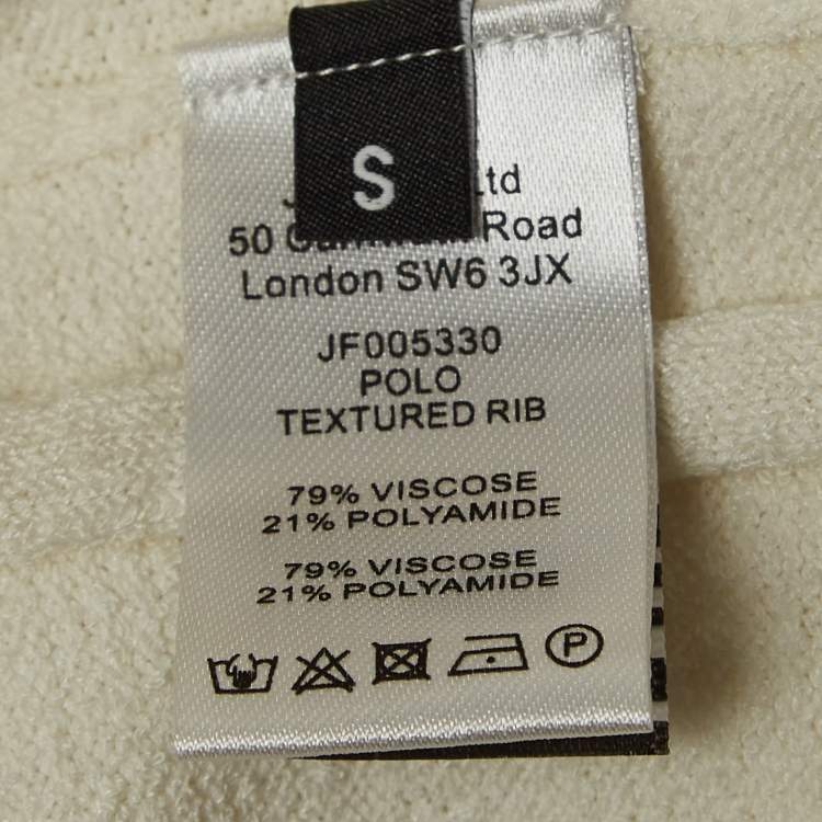 Pre Owned Joseph Ivory White Textured Rib Knit Polo T-Shirt S