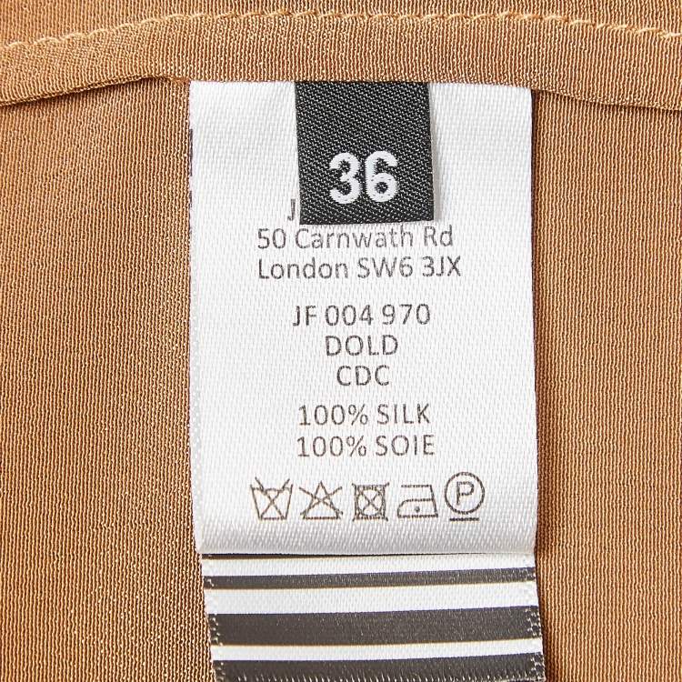 Pre Owned Joseph Brown Crepe Silk Belted Brown Shirt Dress S