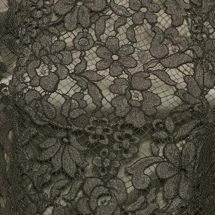 Pre Owned Joseph Dark Green Floral Lace Short Dress S