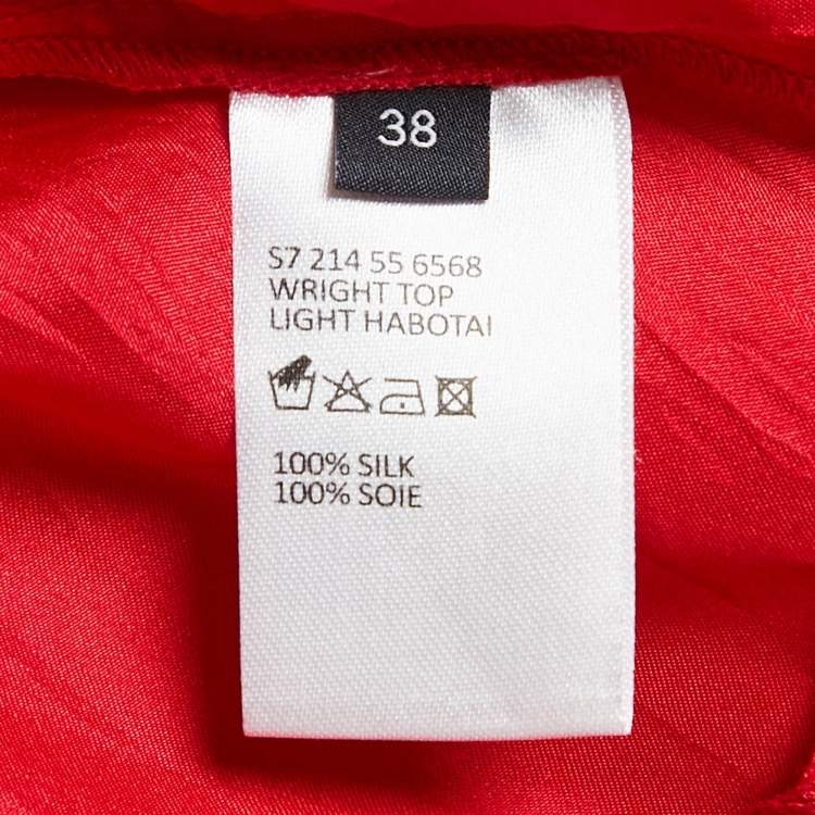 Pre Owned Joseph Red Crinkle Silk Loose Fit Blouse M