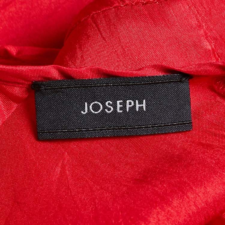 Pre Owned Joseph Red Crinkle Silk Loose Fit Blouse M