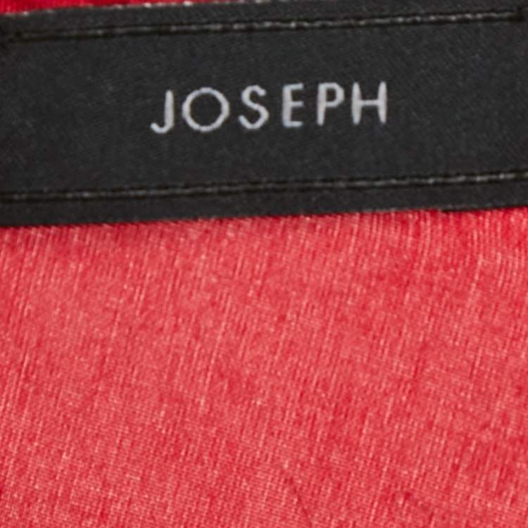 Pre Owned Joseph Red Crinkle Silk Loose Fit Blouse M