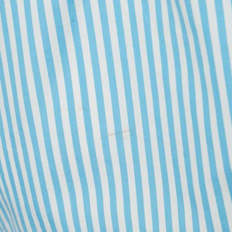 Pre Owned Joseph Blue Candy Stripe Cotton Arran Wrap Blouse M