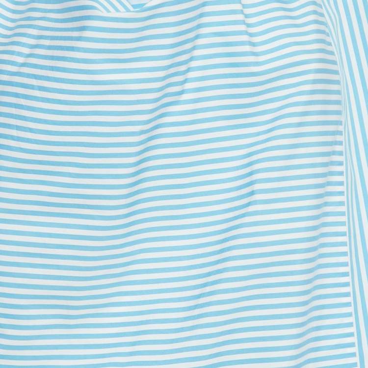 Pre Owned Joseph Blue Candy Stripe Cotton Arran Wrap Blouse M