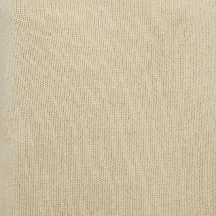 Pre Owned Joseph Ivory White Cashmere Knit V-Neck Sweater L