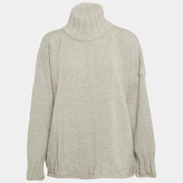 Pre Owned Joseph Grey Melange Wool Knit Turtle Neck Jumper M