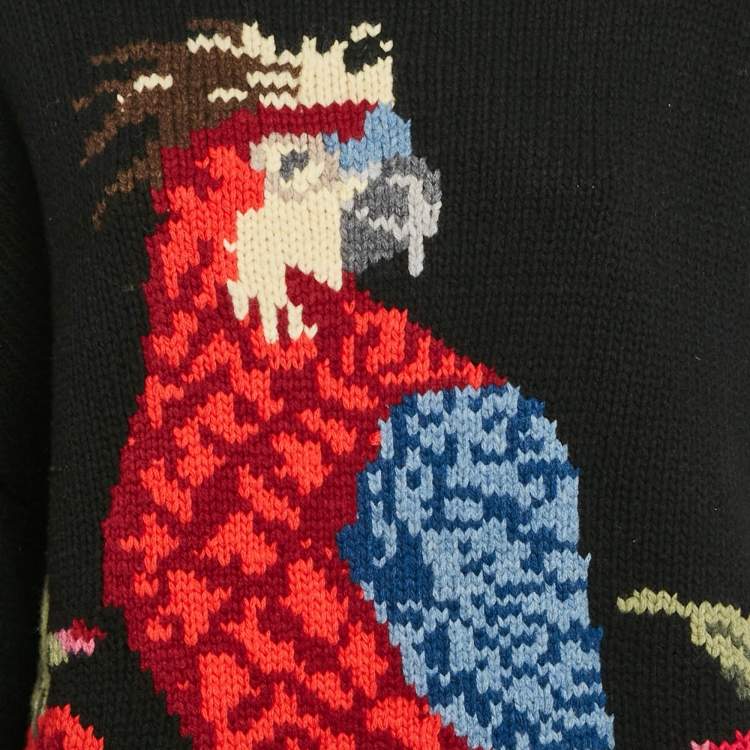 Pre Owned Joseph Black Parrot Sweet Flower Handknit Sweater S