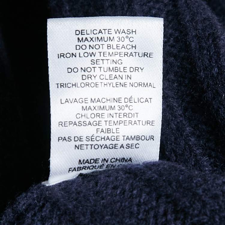 Pre Owned Joseph Navy Blue Rib Knit Wool Buttoned Poncho L