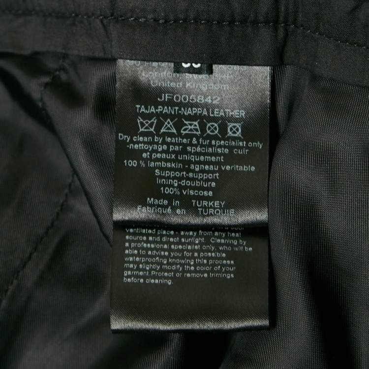 Pre Owned Joseph Black Leather Belted Wide-Leg Pants S