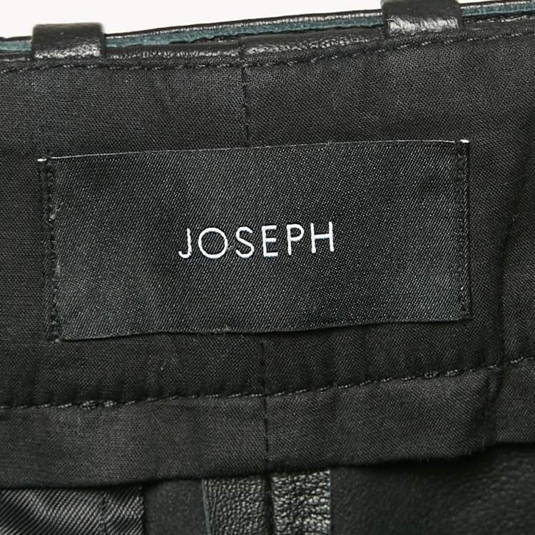 Pre Owned Joseph Black Leather Belted Wide-Leg Pants S