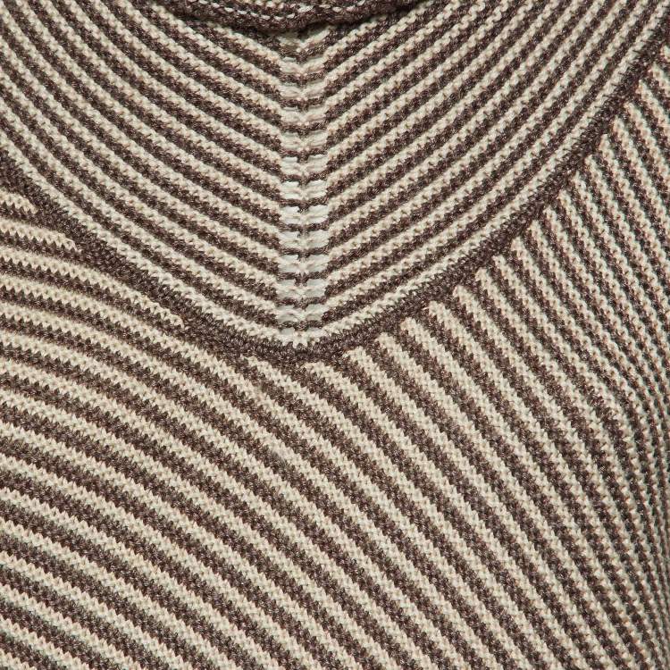 Pre Owned Joseph Brown/Cream Wool Blend High Neck Sweater S 