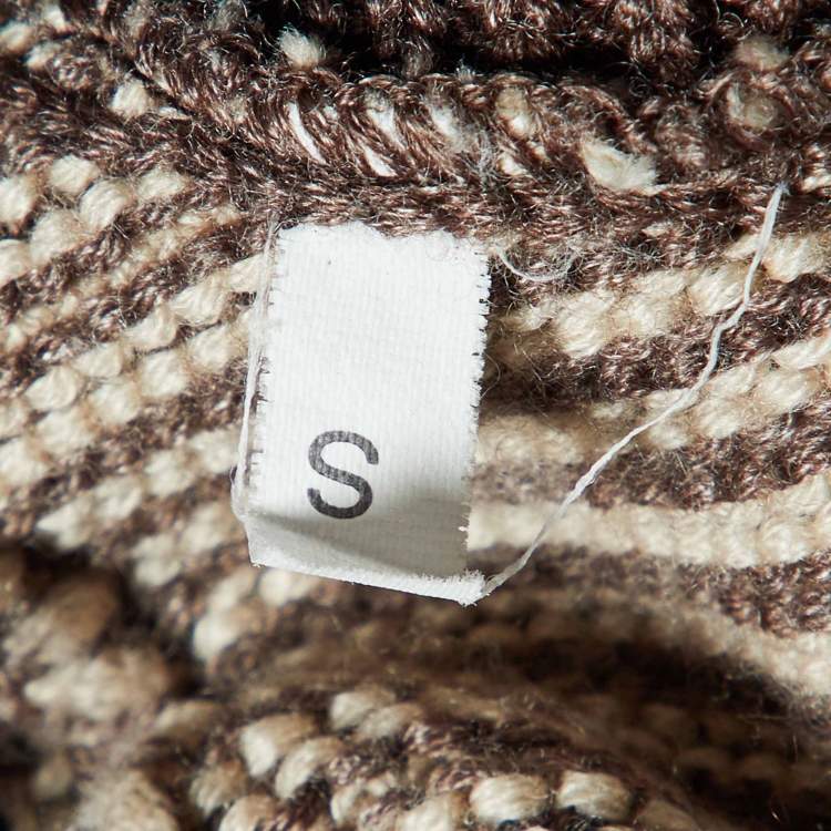 Pre Owned Joseph Brown/Cream Wool Blend High Neck Sweater S 
