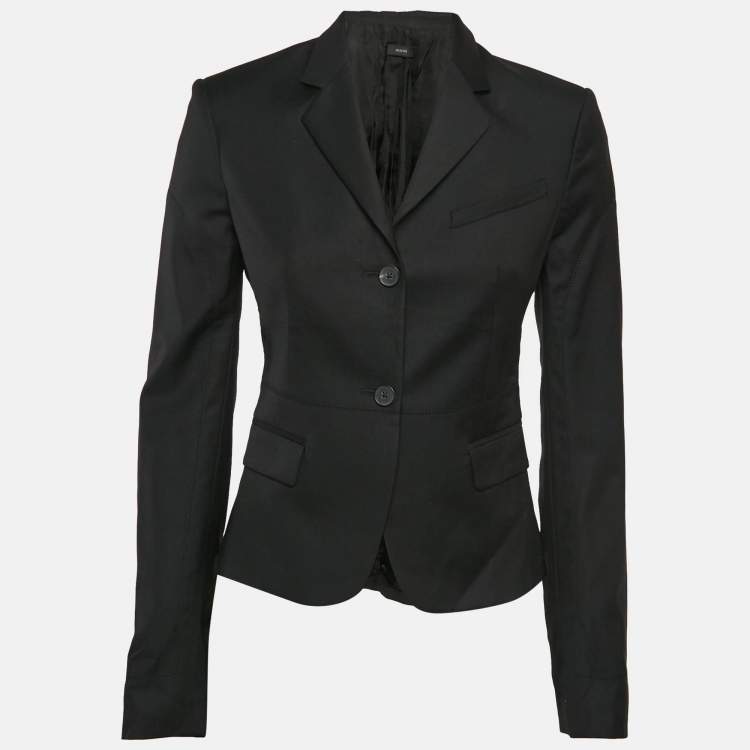 Pre Owned Joseph Black Wool Single Breasted Super 100 Blazer S