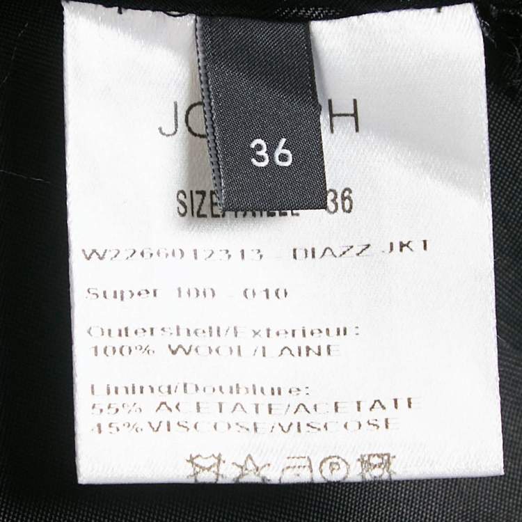 Pre Owned Joseph Black Wool Single Breasted Super 100 Blazer S
