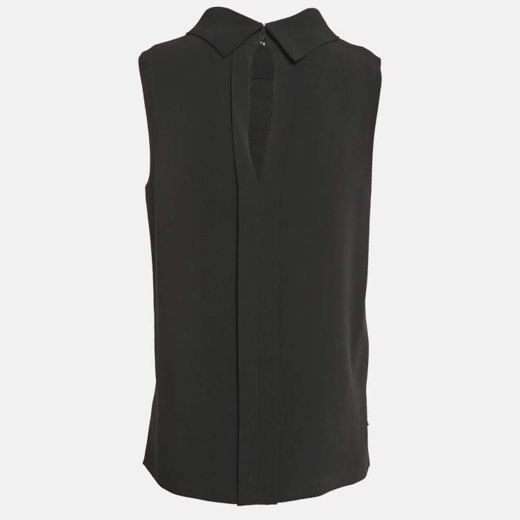 Pre Owned Joseph Black Viscose Cady Sleeveless Baxter Top M