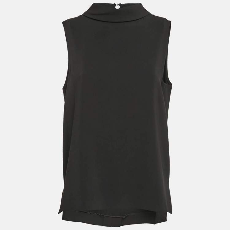 Pre Owned Joseph Black Viscose Cady Sleeveless Baxter Top M