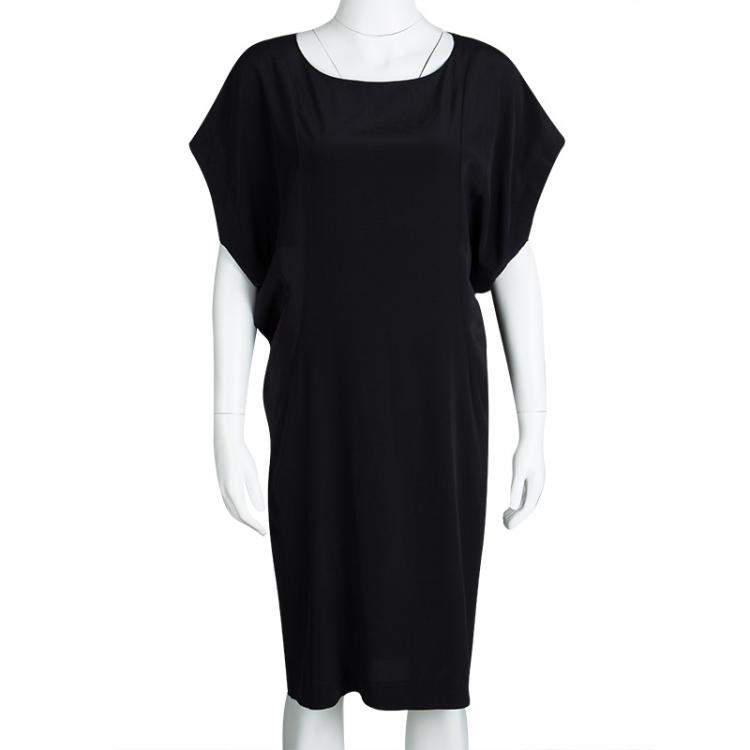 مملوكة مسبقًا Joseph Black Silk Short Raglan Sleeve Shift Dress M