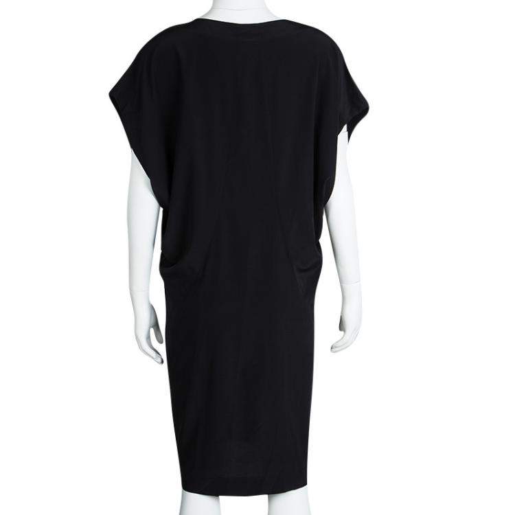 مملوكة مسبقًا Joseph Black Silk Short Raglan Sleeve Shift Dress M