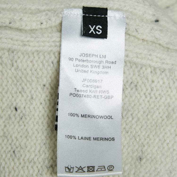 Pre Owned Joseph White Patterned Wool Button Front Cardigan XS