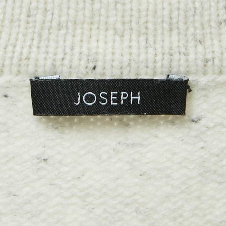 Pre Owned Joseph White Patterned Wool Button Front Cardigan XS