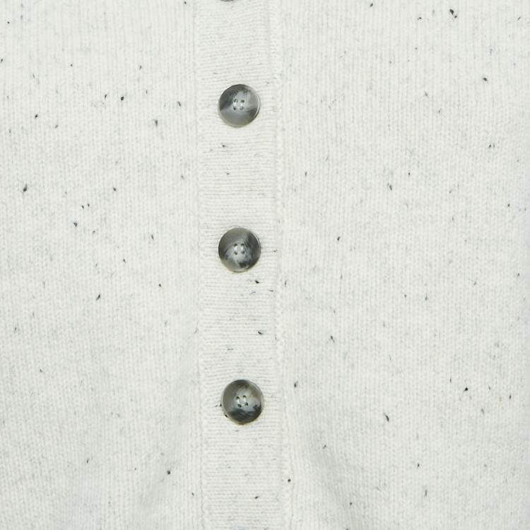 Pre Owned Joseph White Patterned Wool Button Front Cardigan XS