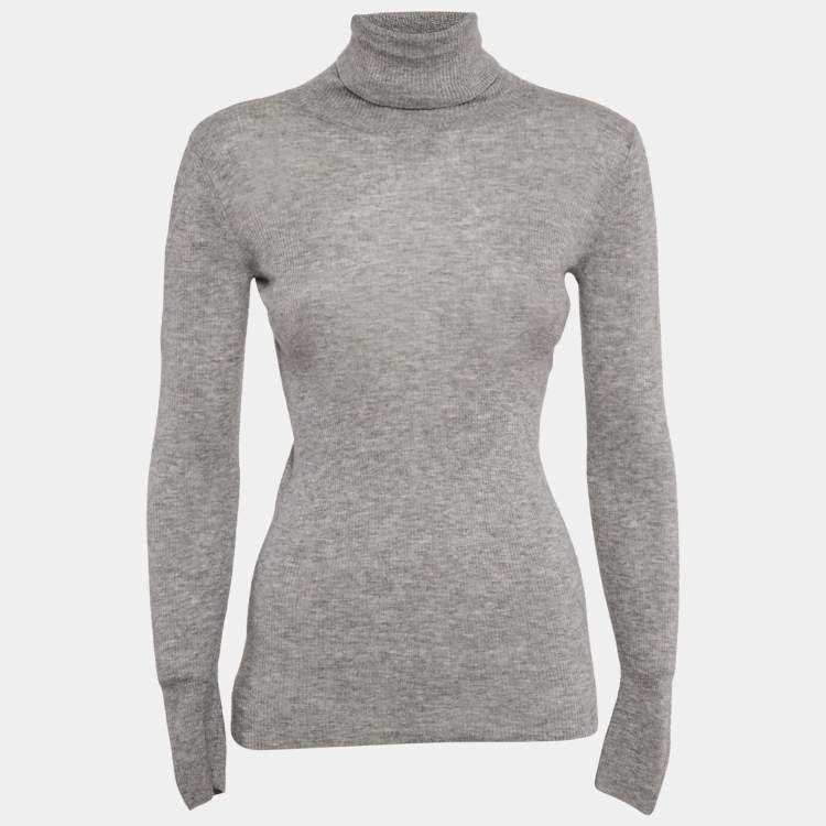مملوكة مسبقًا Joseph Grey Cashmere Rib Knit Turtle Neck Sweater M