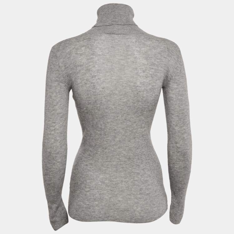 مملوكة مسبقًا Joseph Grey Cashmere Rib Knit Turtle Neck Sweater M