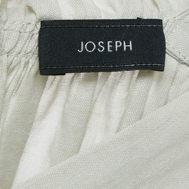 Pre Owned Joseph Grey Ramie Pleated Blouse M