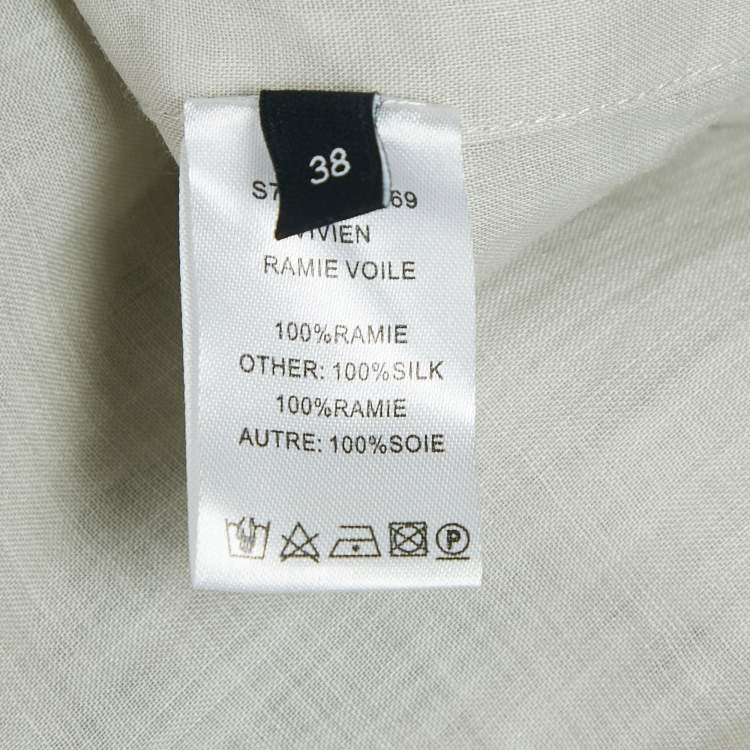 Pre Owned Joseph Grey Ramie Pleated Blouse M