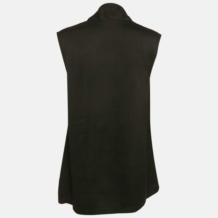 Pre Owned Joseph Black Crepe Metal Detail Sleeveless Top L
