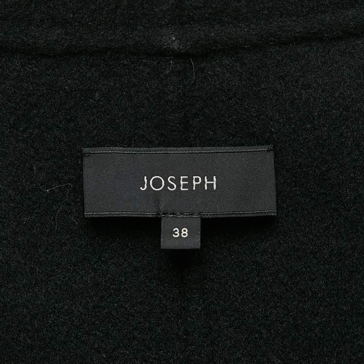 Pre Owned Joseph Black Wool Felt Belted Coat M