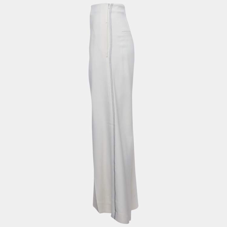 Pre Owned Joseph Off-White Crepe Wide Leg Trousers L