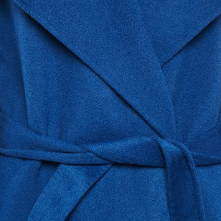Pre Owned Joseph Blue Wool Felt Belted Open Front Coat M