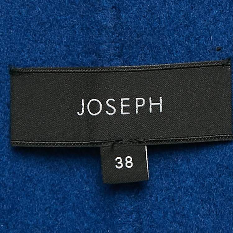 Pre Owned Joseph Blue Wool Felt Belted Open Front Coat M