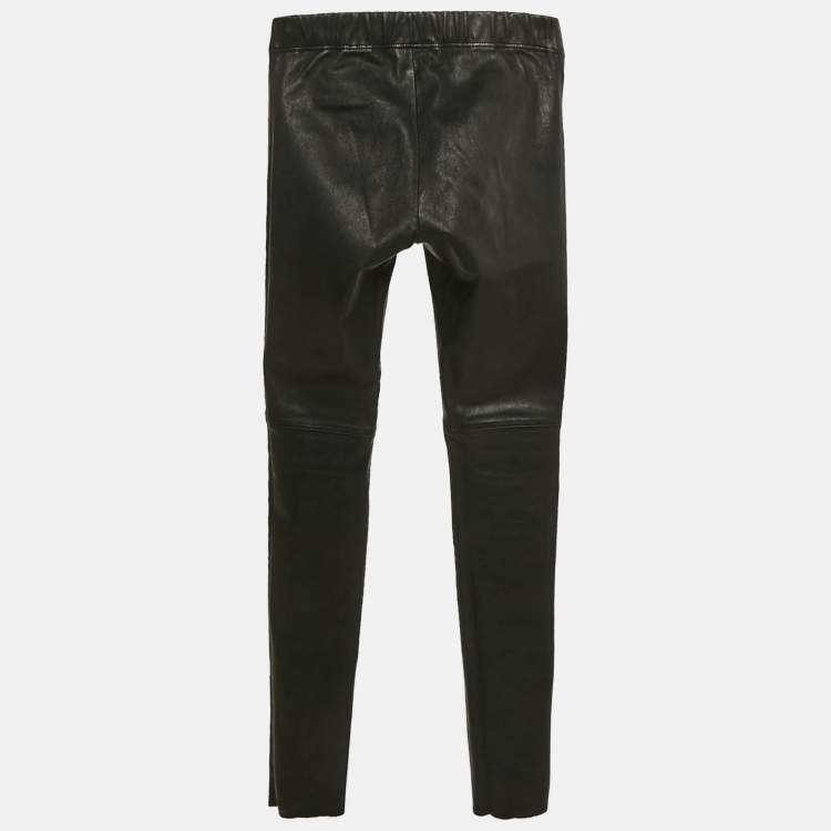 Pre Owned Joseph Black Leather Skinny Pants S