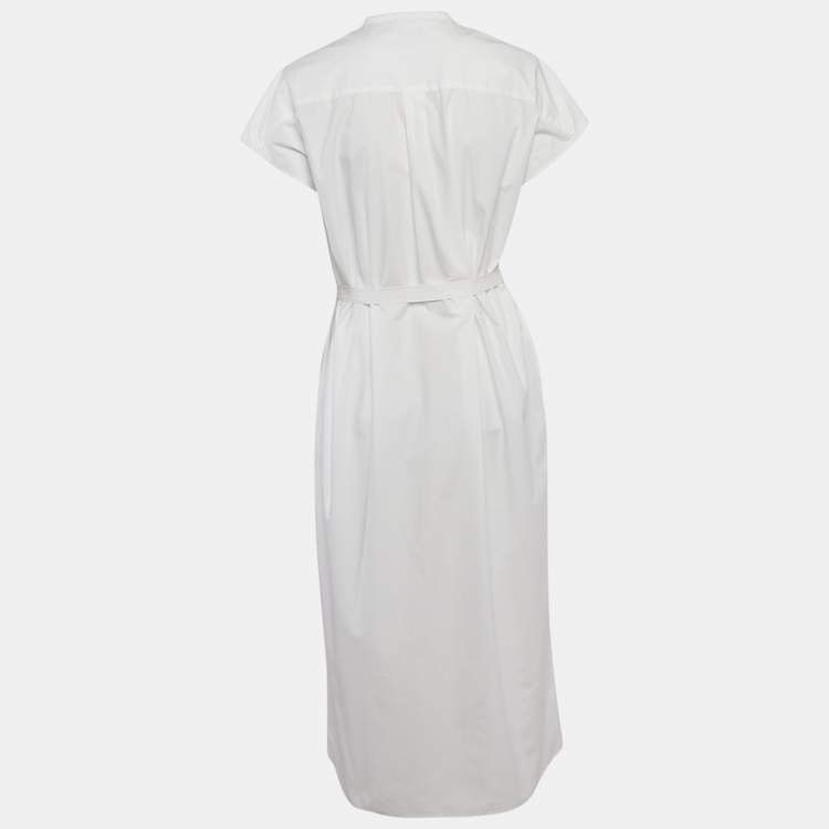 Pre Owned Joseph White Poplin Button Front Midi Dress M