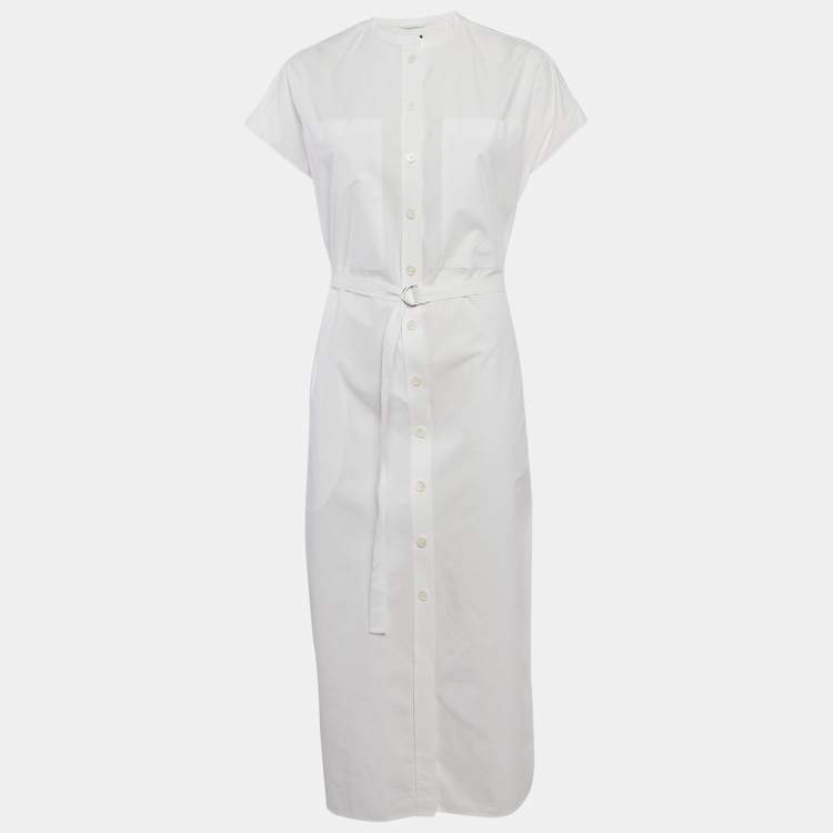 Pre Owned Joseph White Poplin Button Front Midi Dress M
