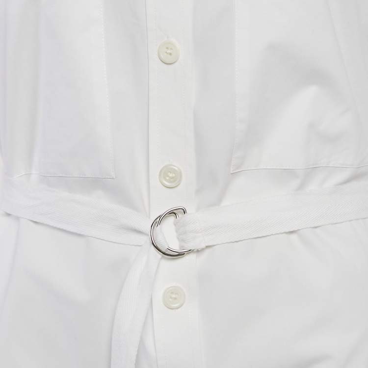 Pre Owned Joseph White Poplin Button Front Midi Dress M