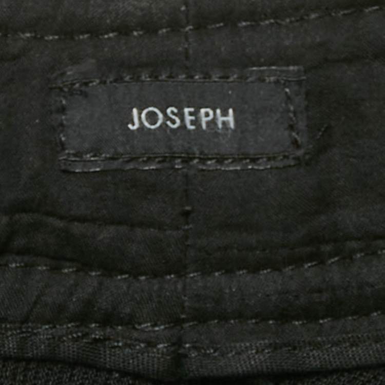 Pre Owned Joseph Black Wool Blend Gabardine Wide Leg Trousers L