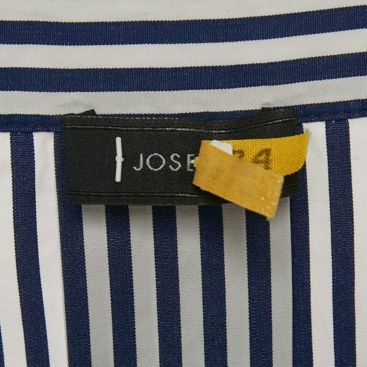 Pre Owned Joseph Blue Stripe Cotton Button Front Tie-Up Detail Carla Candy Tunic M