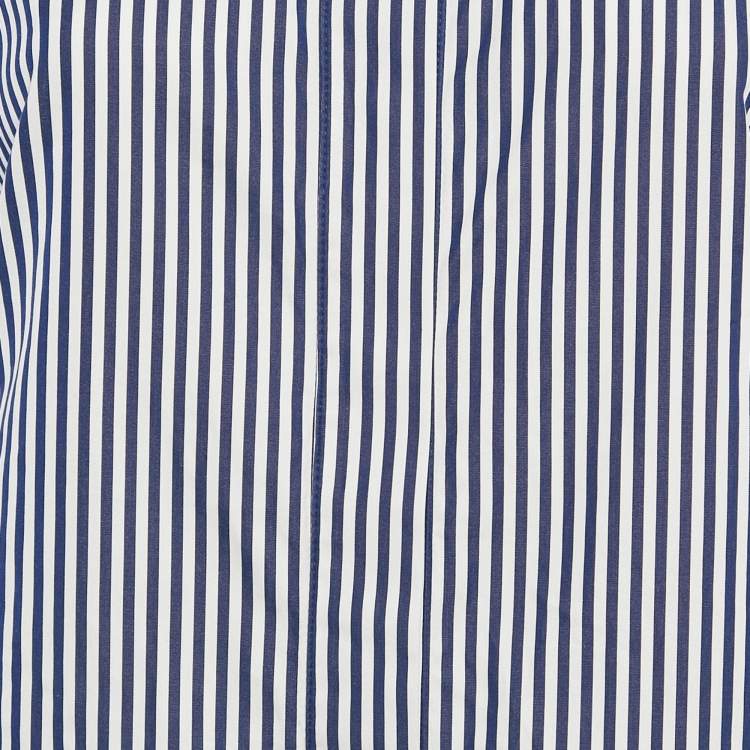 Pre Owned Joseph Blue Stripe Cotton Button Front Tie-Up Detail Carla Candy Tunic M