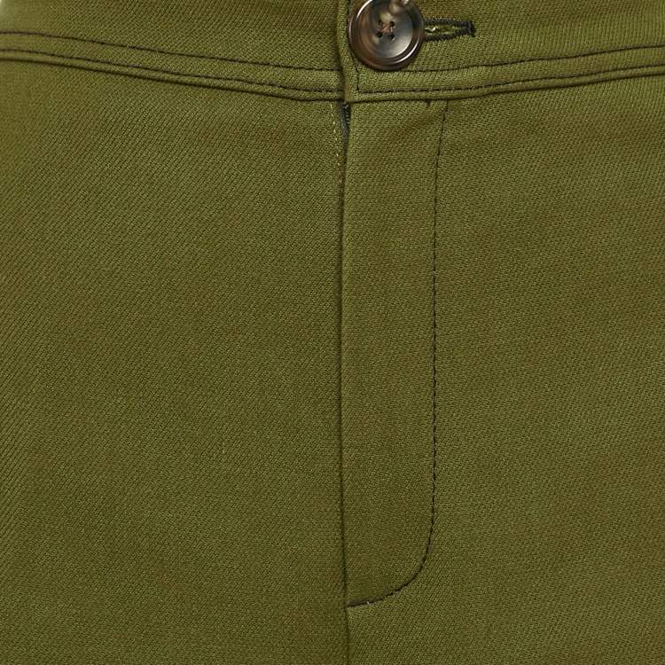 Pre Owned Joseph Green Wool Gabardine Wide-Leg Trousers L
