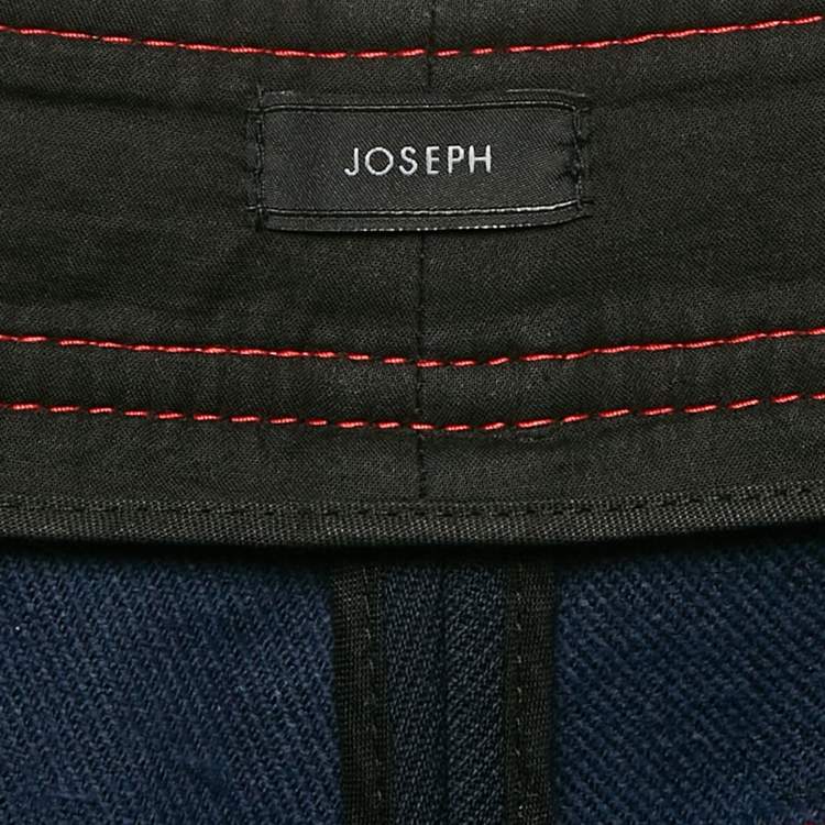 Pre Owned Joseph Navy Blue Contrast Stitch Wool Wide-Leg Jeans L Waist 32"